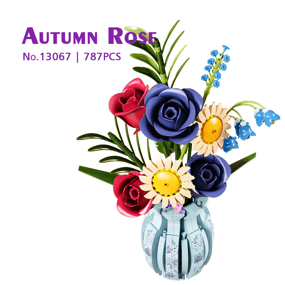 BrickEgo Autumn Rose Flower Vase – 787-Piece Creative Building Block Set