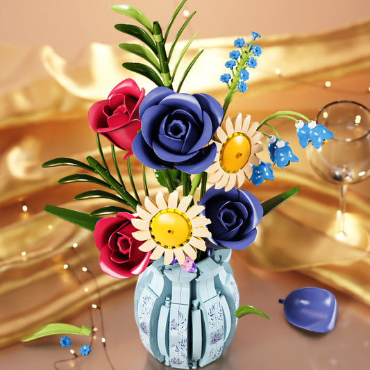 BrickEgo Autumn Rose Flower Vase – 787-Piece Creative Building Block Set
