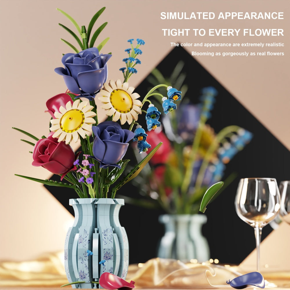 BrickEgo Autumn Rose Flower Vase – 787-Piece Creative Building Block Set