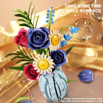 BrickEgo Autumn Rose Flower Vase – 787-Piece Creative Building Block Set