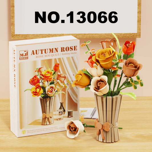 BrickEgo Autumn Rose Bouquet – 868 PCS Creative Flower Building Block Set