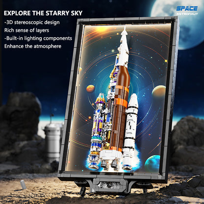 Rocket Mural 3D Building Block Set – Creative Space MOC Model (1155 PCS)