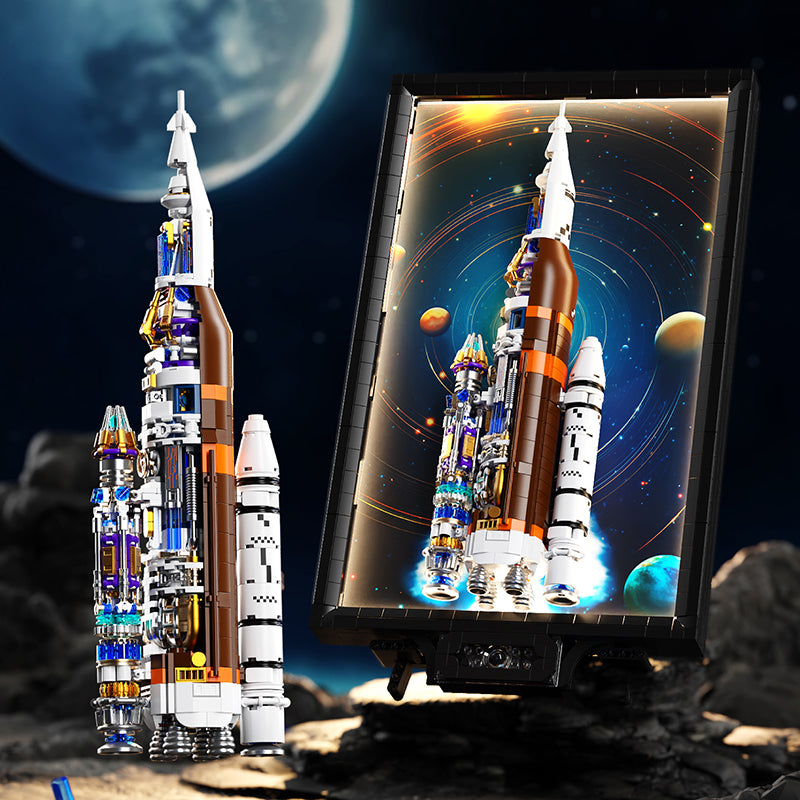 Rocket Mural 3D Building Block Set – Creative Space MOC Model (1155 PCS)
