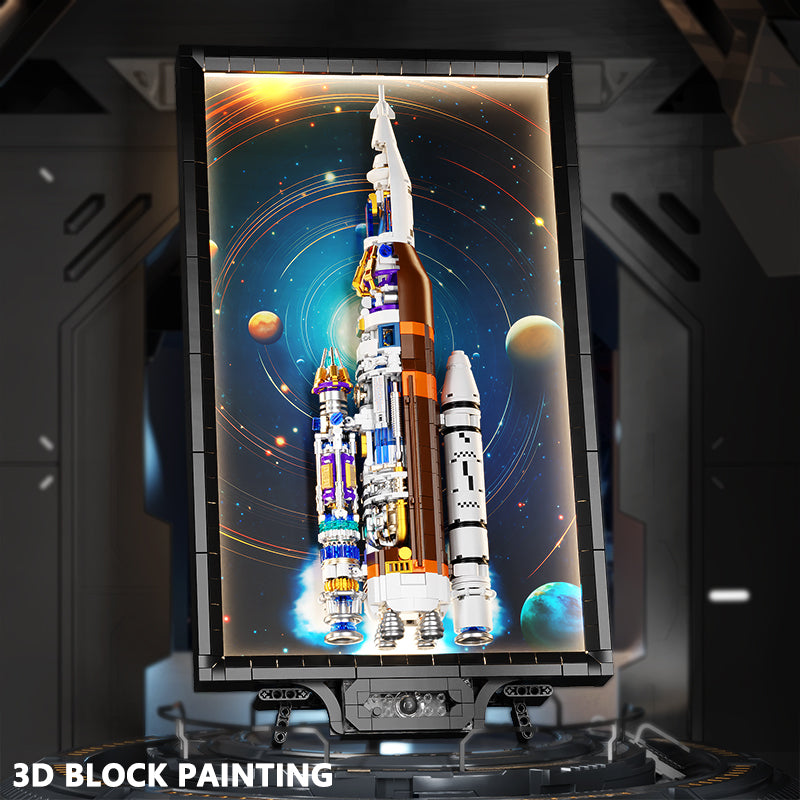 Rocket Mural 3D Building Block Set – Creative Space MOC Model (1155 PCS)