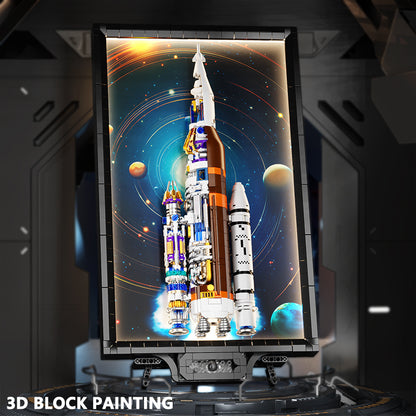 Rocket Mural 3D Building Block Set – Creative Space MOC Model (1155 PCS)