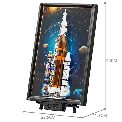 Rocket Mural 3D Building Block Set – Creative Space MOC Model (1155 PCS)