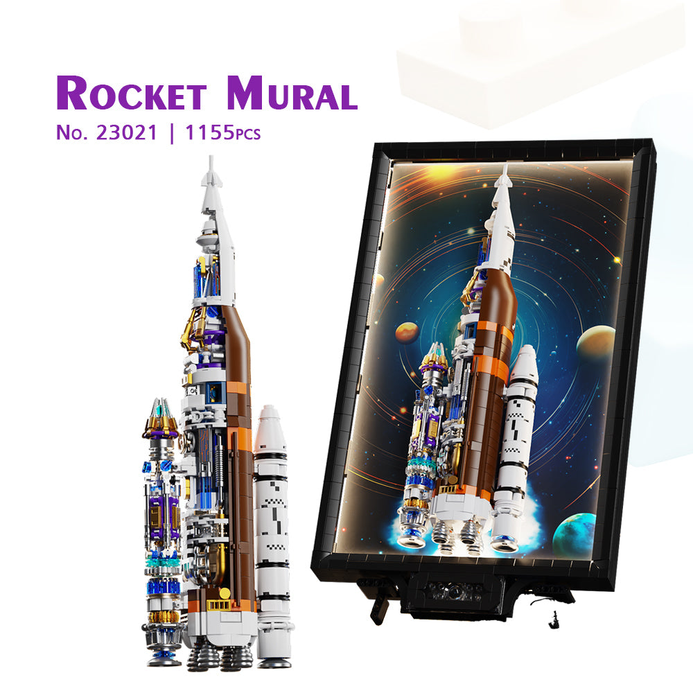 Rocket Mural 3D Building Block Set – Creative Space MOC Model (1155 PCS)