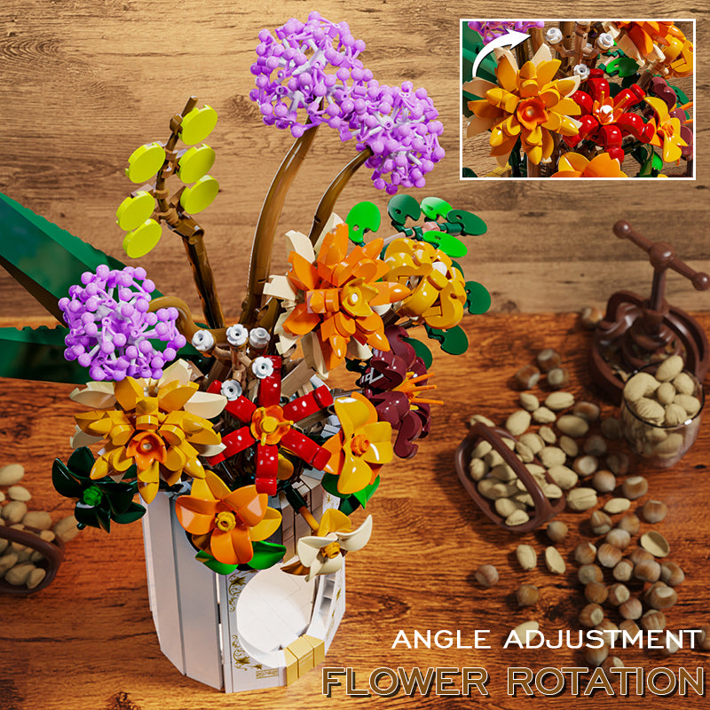 BrickEgo Luminous Floral Vase – 890 PCS Creative Building Block Display Set