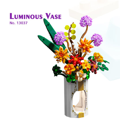 BrickEgo Luminous Floral Vase – 890 PCS Creative Building Block Display Set