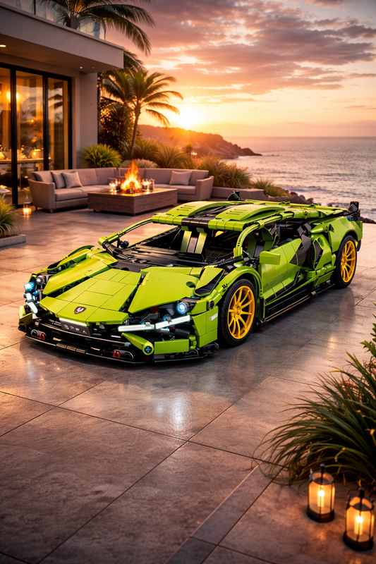 BrickEgo™ Green Supercar MOC Building Set – 1254 PCS | 1:14 Scale Advanced Technic Model (12+)