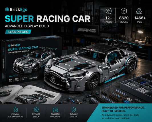 BrickEgo Super Racing Car – Advanced Display Build | 1466 Pieces