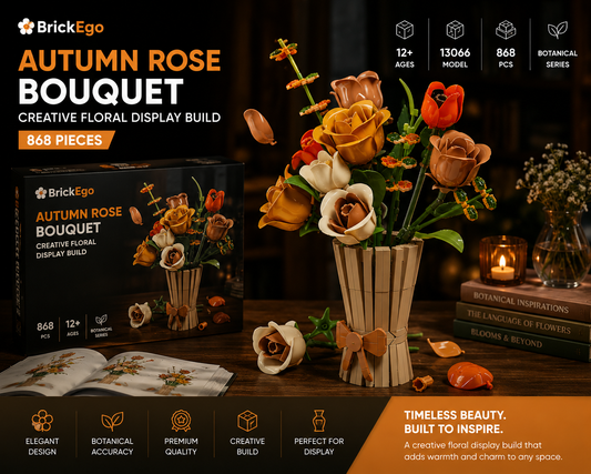 BrickEgo Autumn Rose Bouquet – Creative Floral Display Build | 868 Pieces