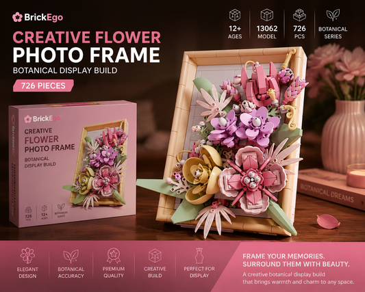 BrickEgo Creative Flower Photo Frame – Botanical Display Build | 726 Pieces