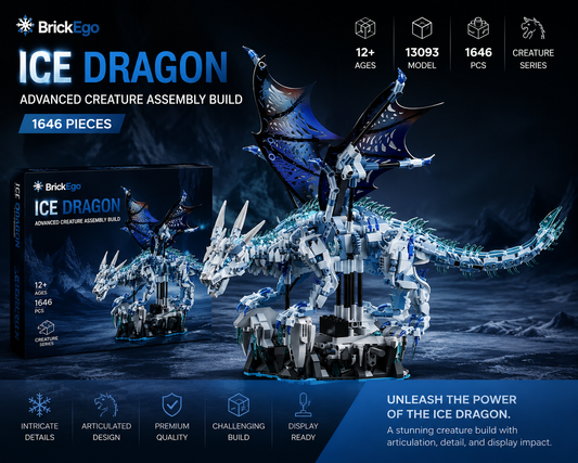BrickEgo Ice Dragon – Advanced Creature Assembly Build | 1646 Pieces